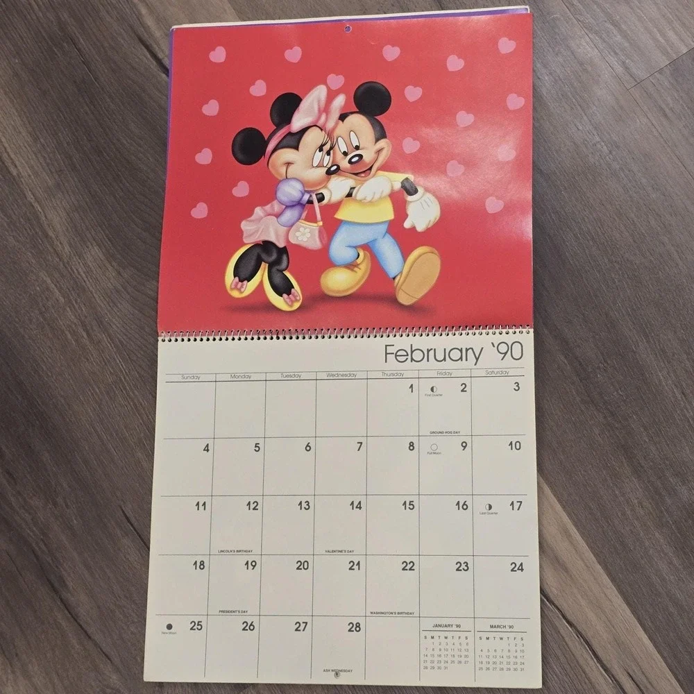 2 Disney Mickey Mouse Minnie Comics Calendar 1990 93 Vintage 12 Frameable Prints